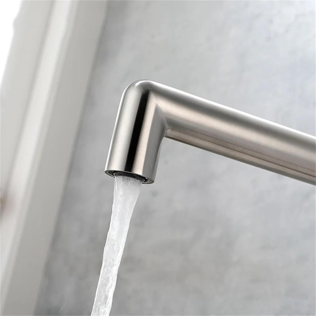 Kitchen Faucet 360 Rotation Single Handle Deck Mounted Hot and Cold Water Sink Mixer Taps(Brushed Nickel)