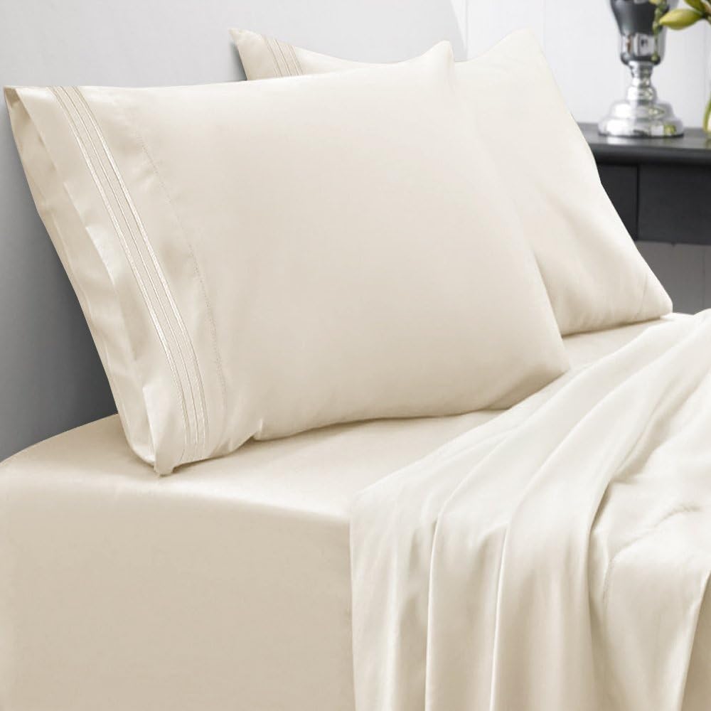 1800 Thread Count 21' DEEP Pocket Sheet Set – Soft Egyptian Quality Brushed Microfiber Luxury Bedding Set with Flat, Fitted, 2 Pillow Cases (Pack of 10)