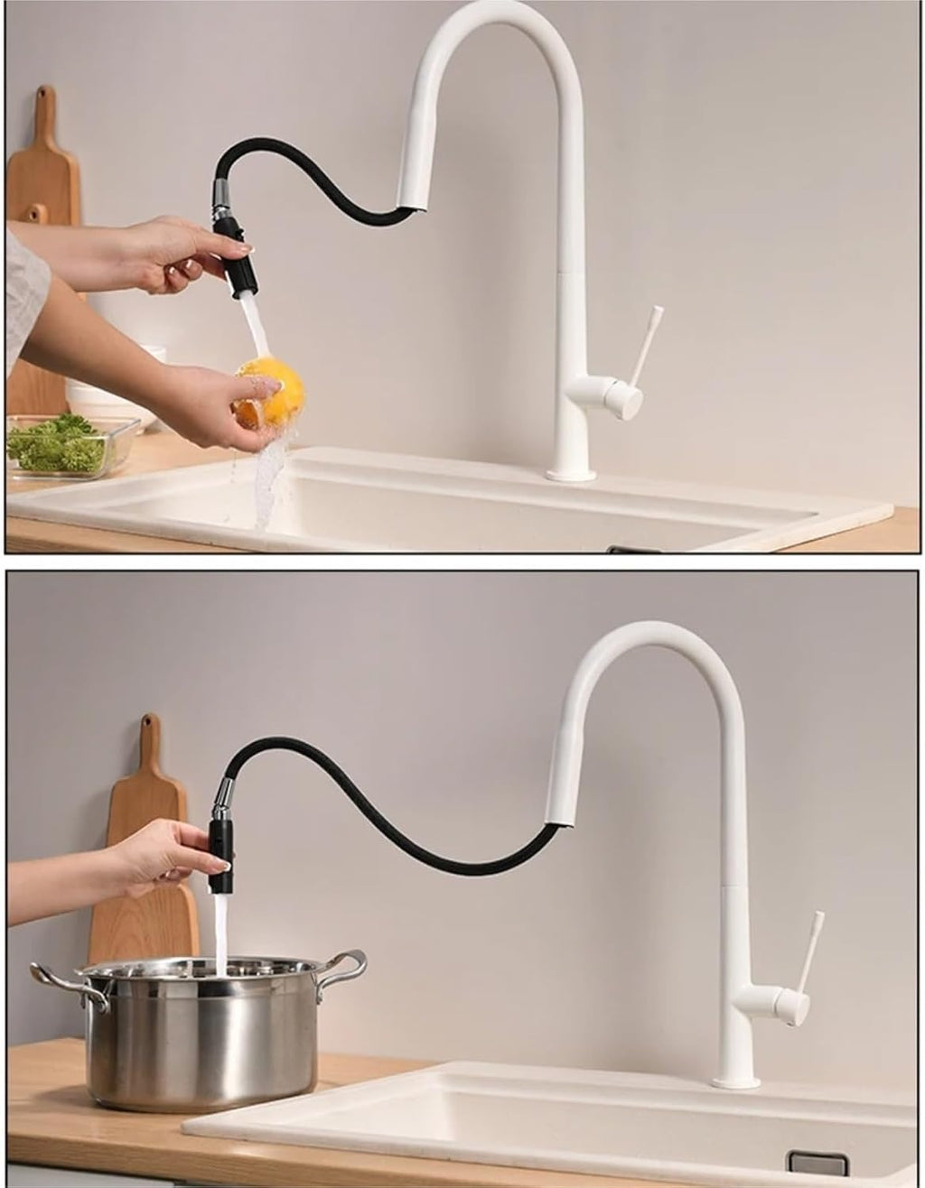 Kitchen Faucet Pull Out Cold and Hot Mixer Tap Single Holde Faucet Kitchen Sink(Brushed Gold)