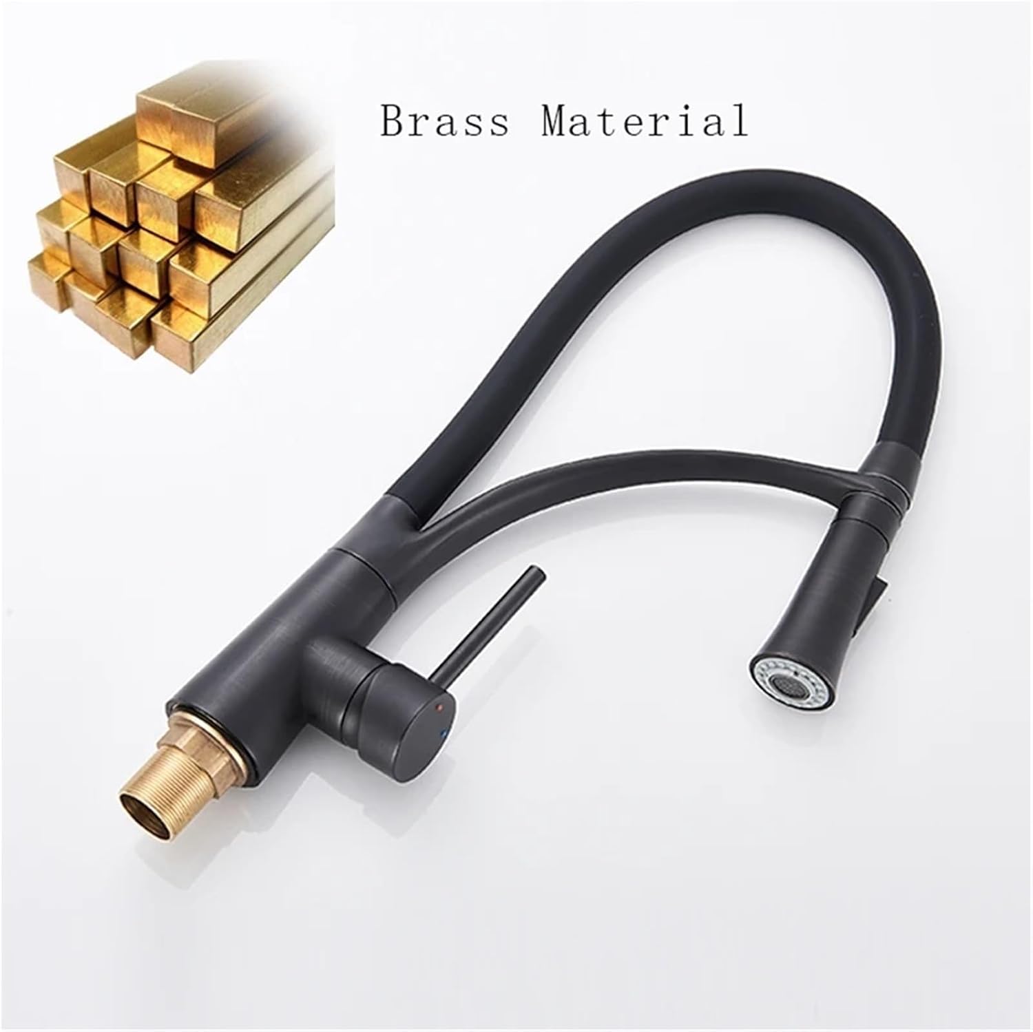 Pull Down Kitchen Faucet with Black Hose Deck Mounted Hot and Cold Water Mixer Sink Tap Swivel Kitchen Tap(Brushed Nickel)