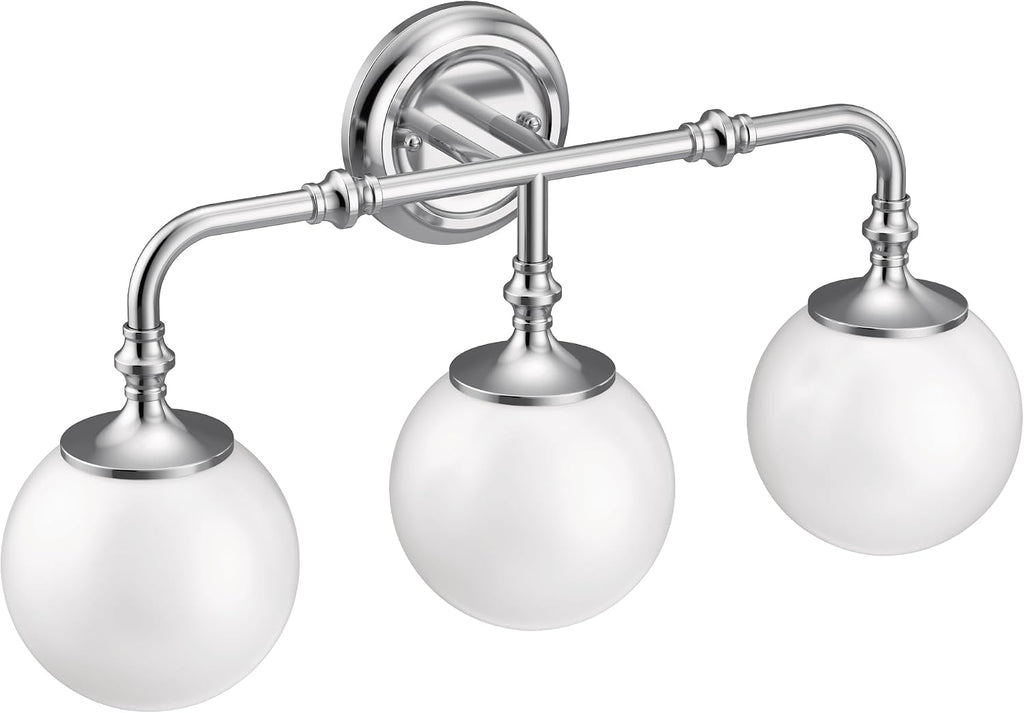 Moen YB0563CH Colinet 3-Light Dual-Mount Bath Bathroom Vanity Fixture with Frosted Glass, Chrome