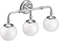 Moen YB0563CH Colinet 3-Light Dual-Mount Bath Bathroom Vanity Fixture with Frosted Glass, Chrome