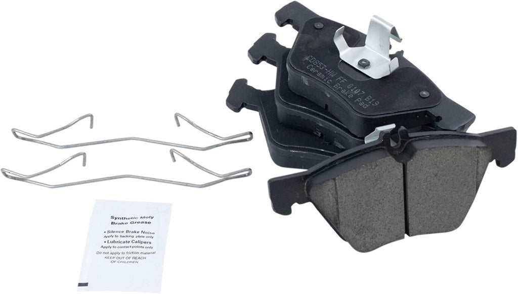 TRQ Performance Front Brake Pad and Rotor Set Ceramic Drilled Slotted Coated Rotors Compatible with 96-03 Mercedes-Benz E320 98-99 E300 98-03 CLK320 99-03 CLK430 98-02 E430 01-04 SLK320