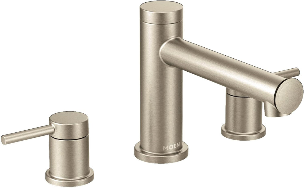 Moen T393BN Align 2-Handle Deck Mount Modern Roman Tub Faucet Trim Kit, Valve Required, Brushed Nickel