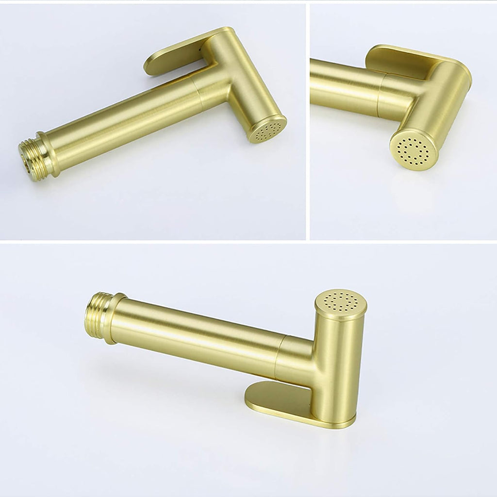 Wall Mounted Handheld Bidet Sprayer for Toilet, Brass Bathroom Cloth Diaper Set with Cold and Hot Water, Brushed Gold Kit for Personal Hygiene,Type b(Type a)