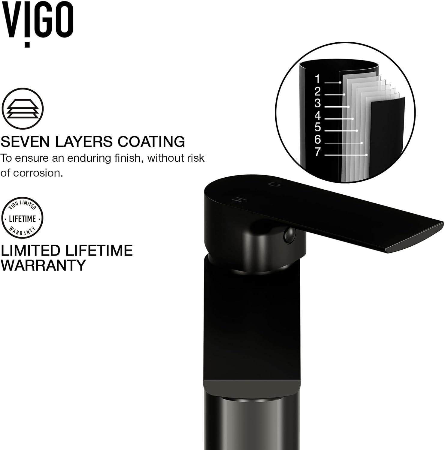 VIGO Norfolk Single-Handle Single-Hole Mount Vessel Bathroom Sink Faucet, 11-Inch, Matte Black, Modern Design, Solid Brass, 1.2 GPM WaterSense & Ceramic Disc Valve, Corrosion-Resistant