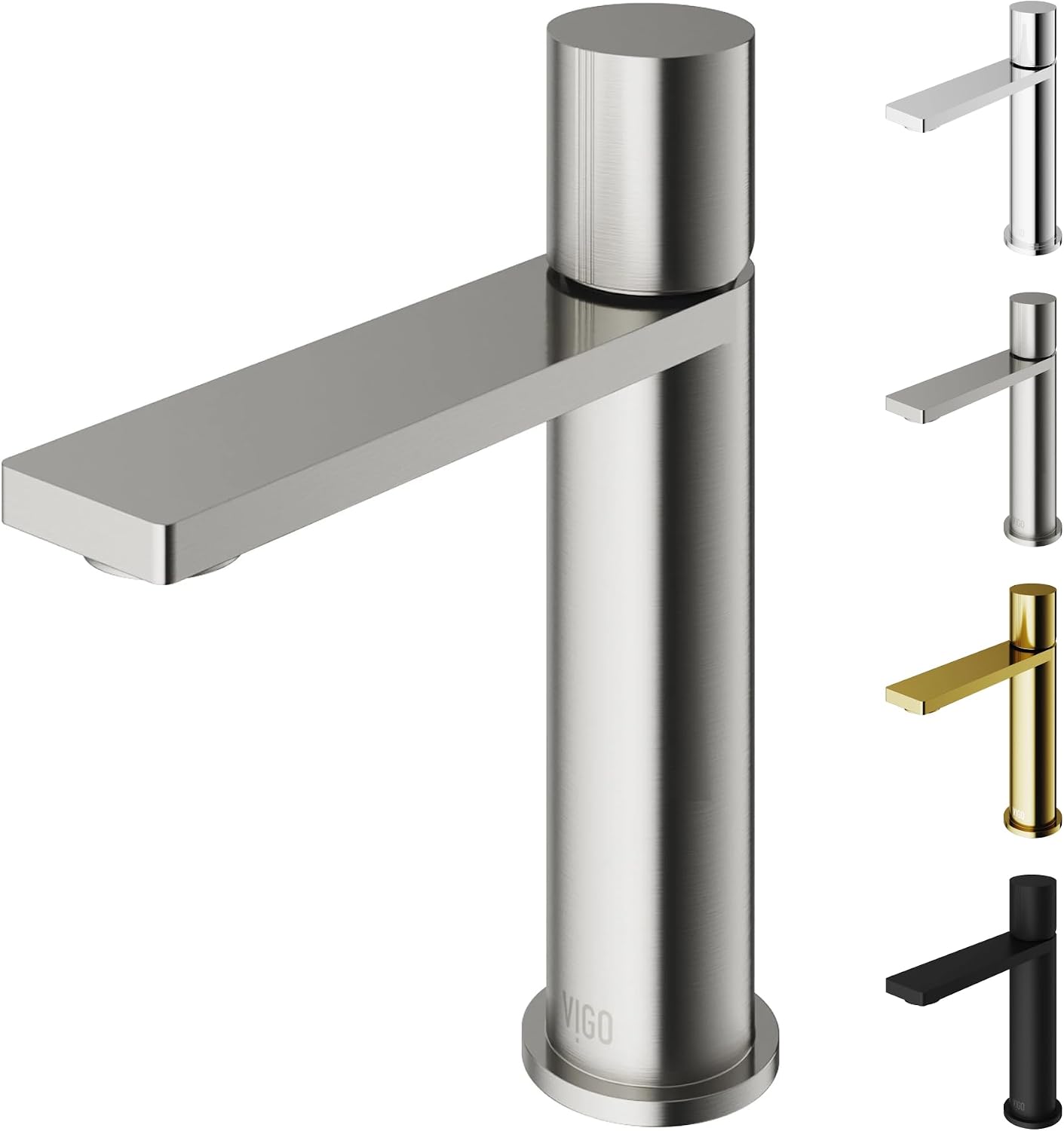 VIGO Halsey Single-Handle Single-Hole Mount Bathroom Sink Faucet, 8-Inch, Brushed Nickel, Modern Design, Solid Brass, 1.2 GPM WaterSense & Ceramic Disc Valve, Corrosion-Resistant