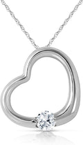 Galaxy Gold GG 14K Yellow Gold Natural Diamond Heart Necklace - April Birthstone - Strength & Brilliance - 14' to 24' - Fine Jewelry for Women