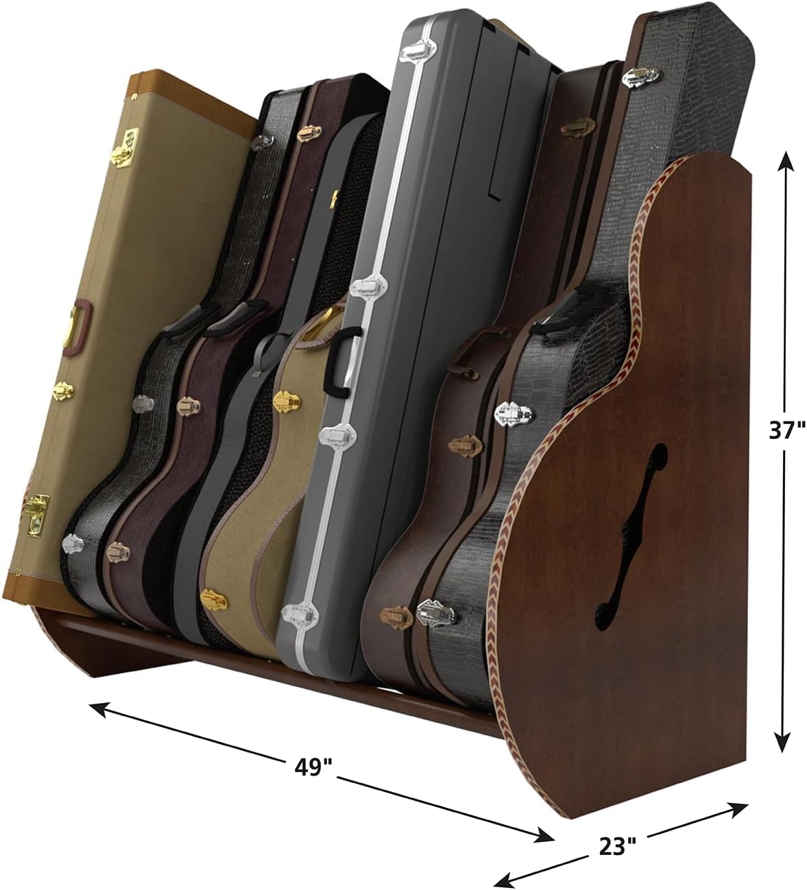 A&S Crafted Products Guitar Case Rack for Acoustics & Electrics - The Studio Deluxe (Grande) | Walnut | Made in U.S.A.