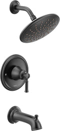 Moen Dartmoor Matte Black Tub Shower Faucet System with Rainshower Showerhead Without Valve, T2283EPBL
