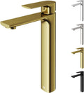 VIGO Norfolk Single-Handle Single-Hole Mount Vessel Bathroom Sink Faucet, 11-Inch, Matte Brushed Gold, Modern Design, Solid Brass, 1.2 GPM WaterSense & Ceramic Disc Valve, Corrosion-Resistant