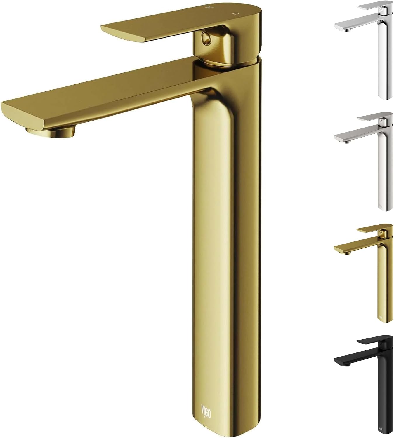 VIGO Norfolk Single-Handle Single-Hole Mount Vessel Bathroom Sink Faucet, 11-Inch, Matte Brushed Gold, Modern Design, Solid Brass, 1.2 GPM WaterSense & Ceramic Disc Valve, Corrosion-Resistant