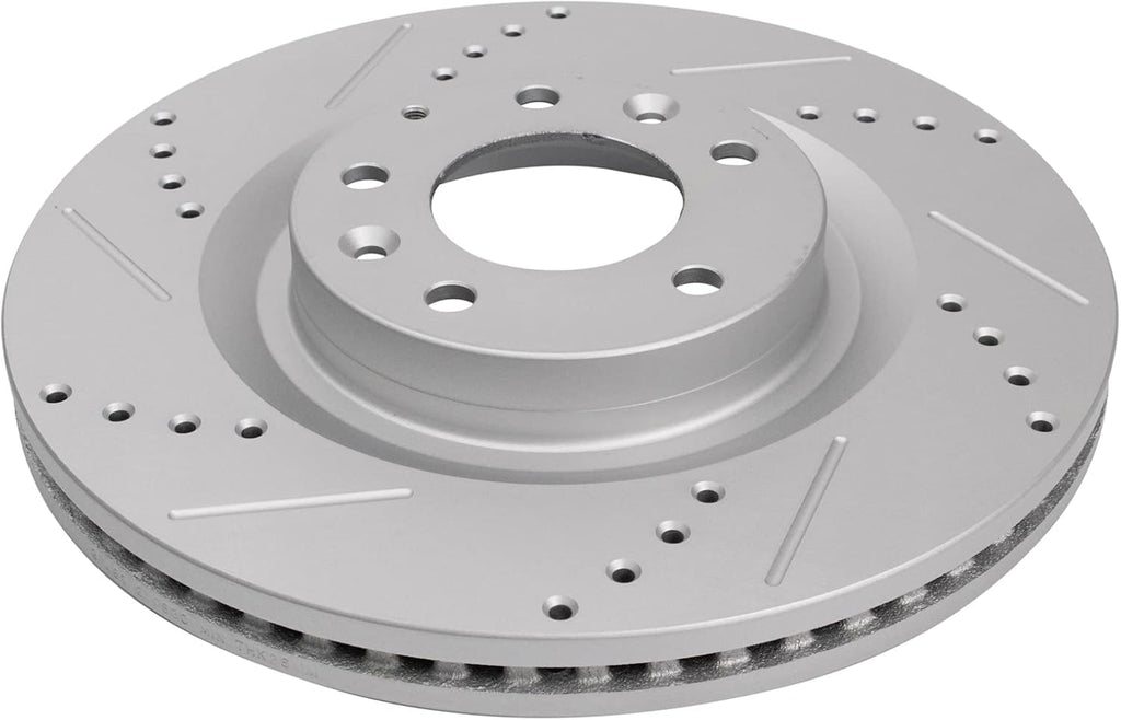 TRQ Performance Front Brake Pad and Rotor Set Ceramic Coated Drilled Slotted Rotors Compatible with 2007-2015 Mazda CX-9