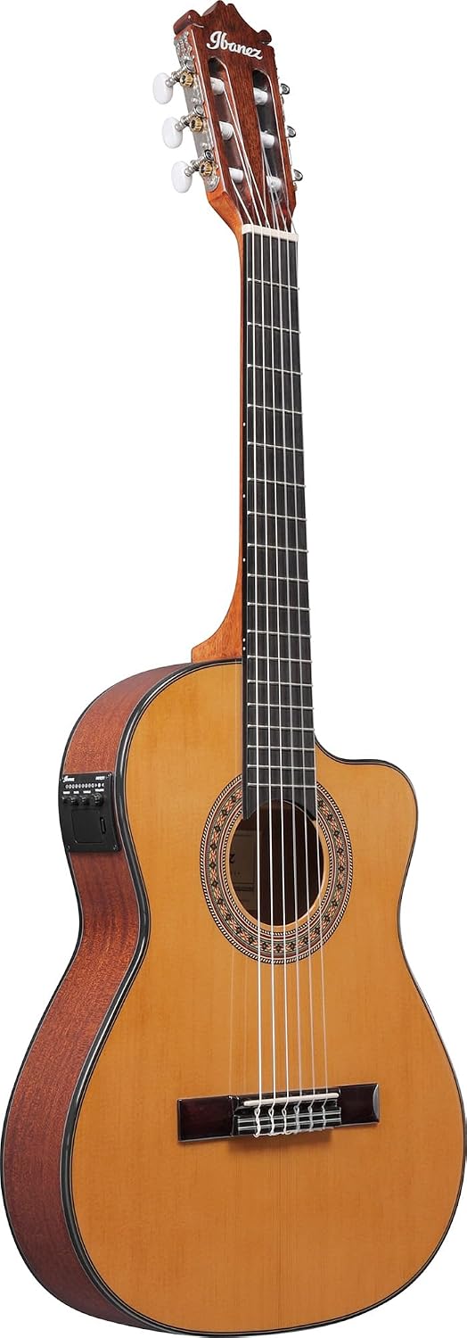 Ibanez GA5TCE3Q 3/4-Size Classical Acoustic-Electric Guitar - Amber High Gloss Bundle with Case, Tuner, Strap, Strings, Picks, Austin Bazaar Instructional DVD, and Polishing Cloth