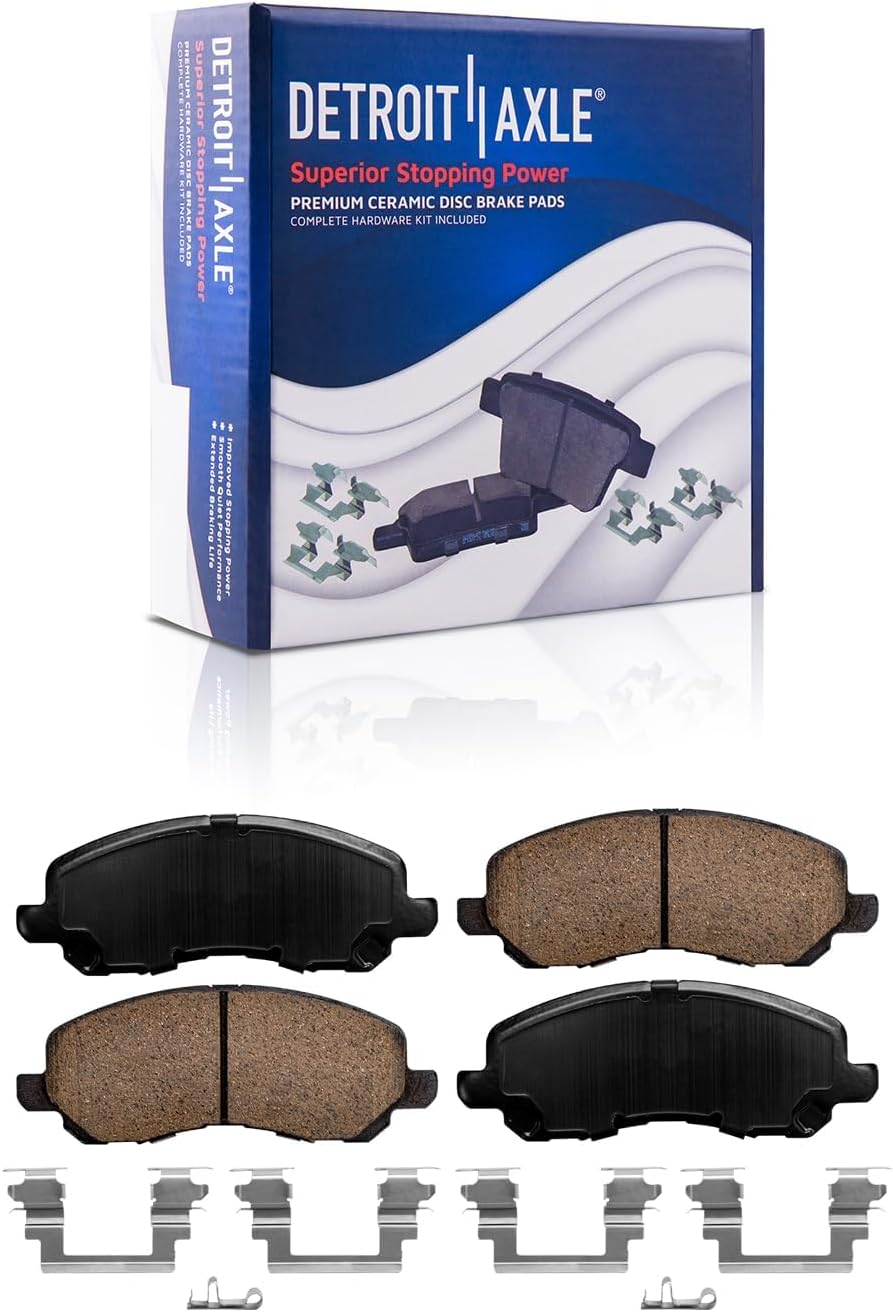 Detroit Axle - Brake Kit for 2004-2012 Mitsubishi Galant Front & Rear Drilled & Slotted Disc Brake Rotors Ceramic Brakes Pads 2005 2006 2007 2008 2009 2010 2011 Replacement