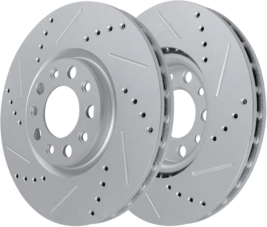 Detroit Axle - 10pc Brake Kit for 2016 2017 2018 2019 2020 2021 2022 2023 Jeep Cherokee, Drilled Disc Brake Rotors Ceramic Brakes Pads Replacement: 12.99' inch Front and 12.60' inch Rear Rotors
