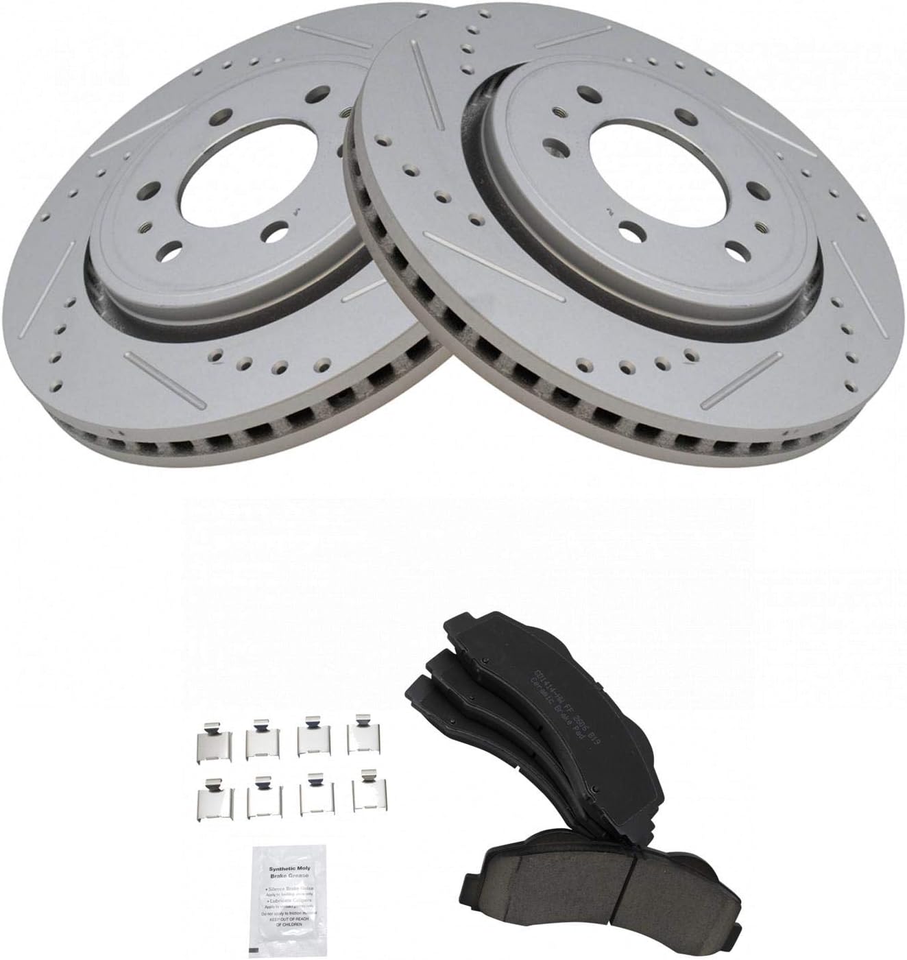 TRQ Performance Front Brake Pad and Rotor Set Ceramic G Coated Vented Rotors Compatible with 2010-2017 Ford Expedition F-150 Lincoln Navigator
