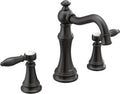 Moen Weymouth Matte Black Two-Handle Widespread Traditional Bathroom Faucet Trim Kit, Valve Included, TVS42108BL