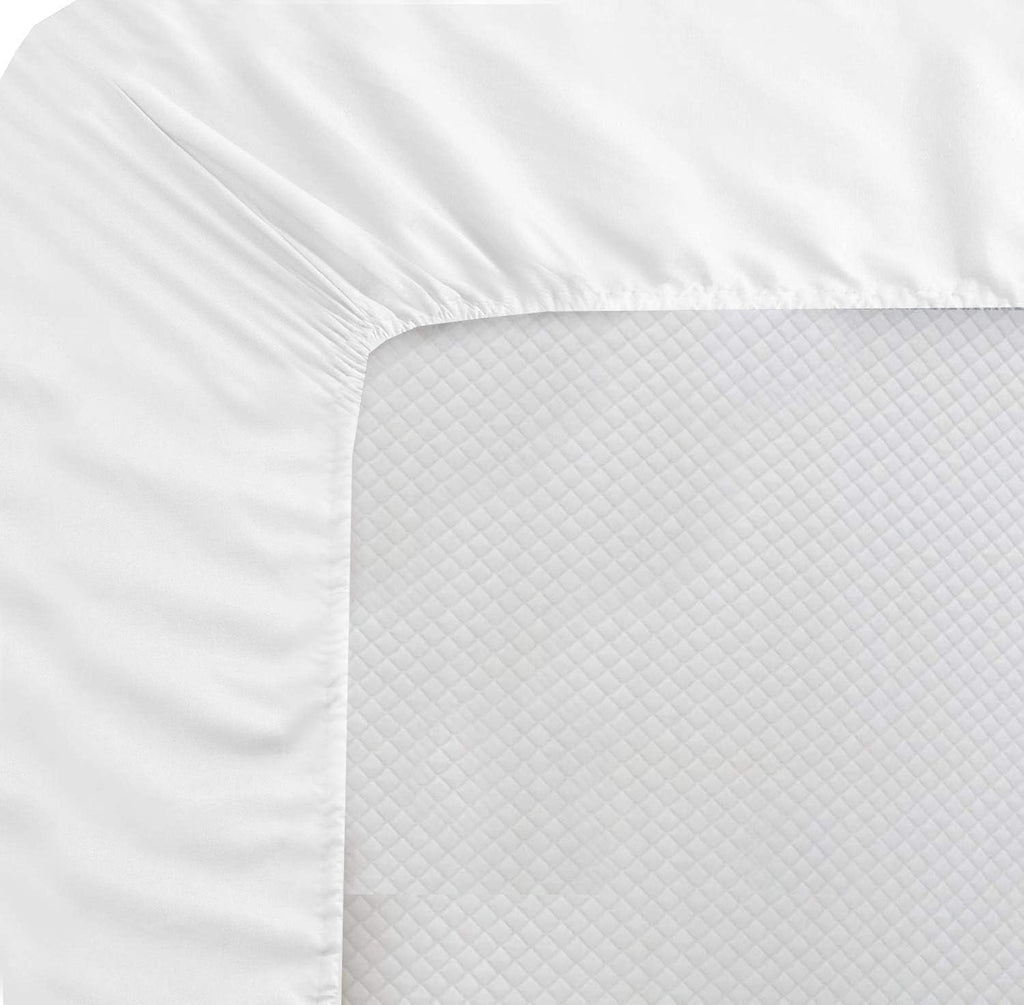 Egyptian Cotton Sheets - 1000 Thread Count, 4 Piece White Three Quarter(48'X75') Set -Single Ply Long-Staple Yarns, Sateen Weave, Fits Mattress Upto 13'-16' Deep Pocket