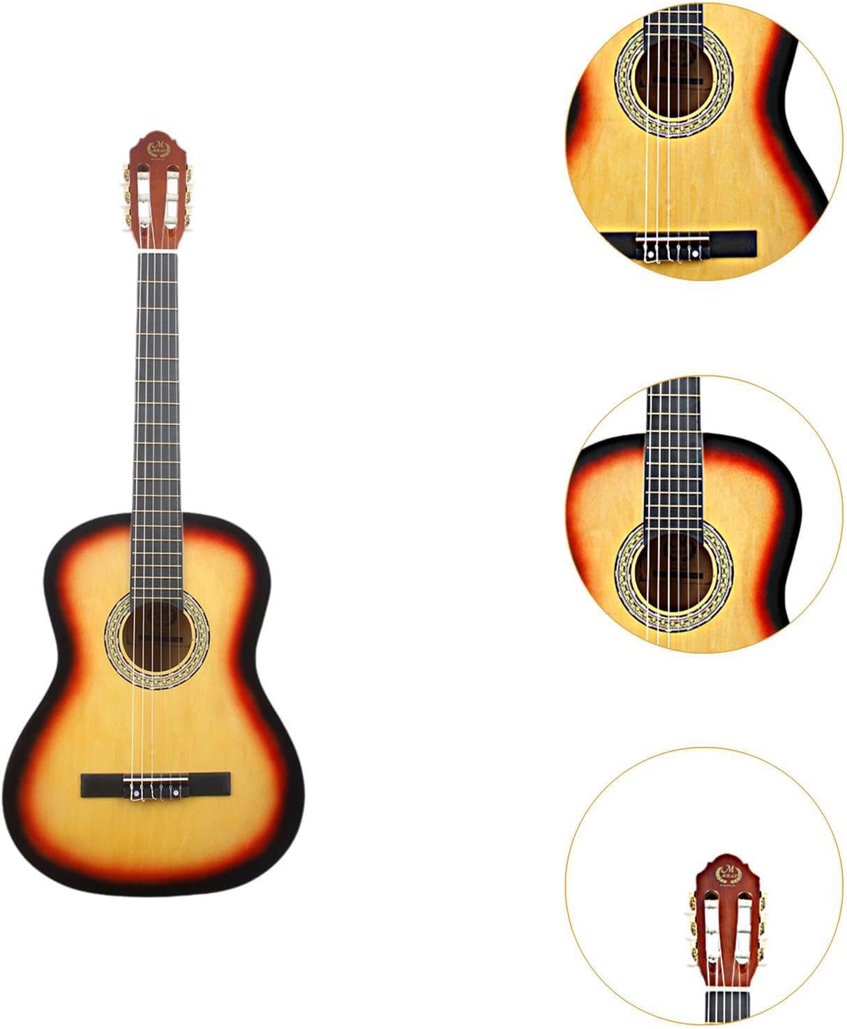 YIJU 39' Wood Classical Guitar Music Instrument Lightweight Full Size 6 Strings Acoustic Guitar for Children Students Boys Girls, Yellow