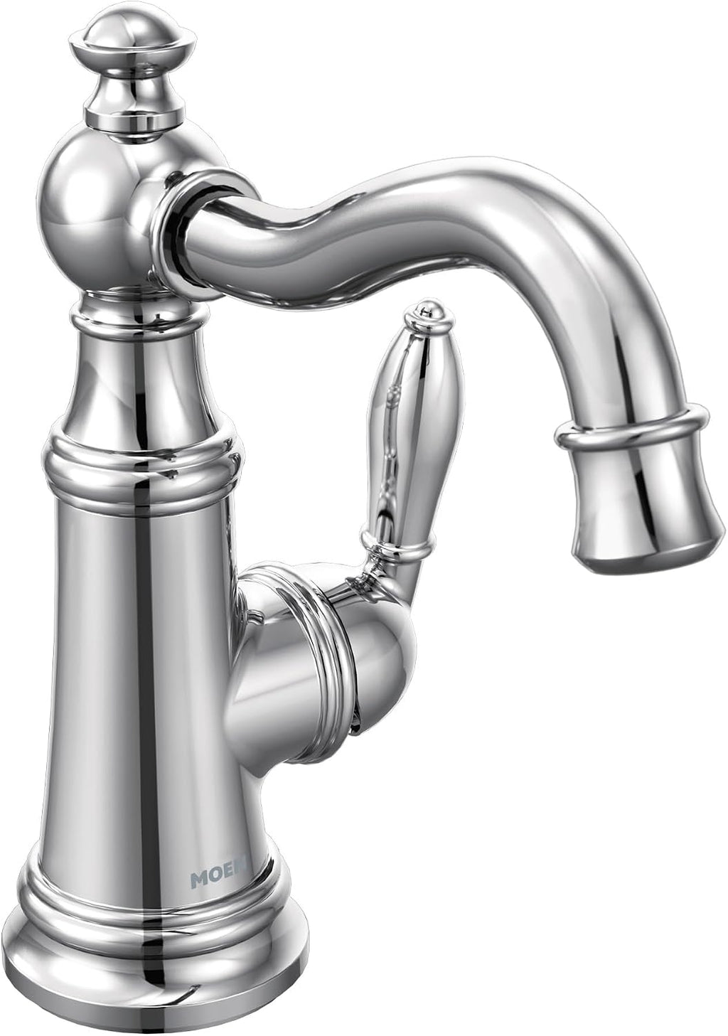 Moen S42107 Weymouth One-Handle Single Hole Traditional Bathroom Sink Faucet with Drain Assembly, Chrome