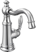 Moen S42107 Weymouth One-Handle Single Hole Traditional Bathroom Sink Faucet with Drain Assembly, Chrome