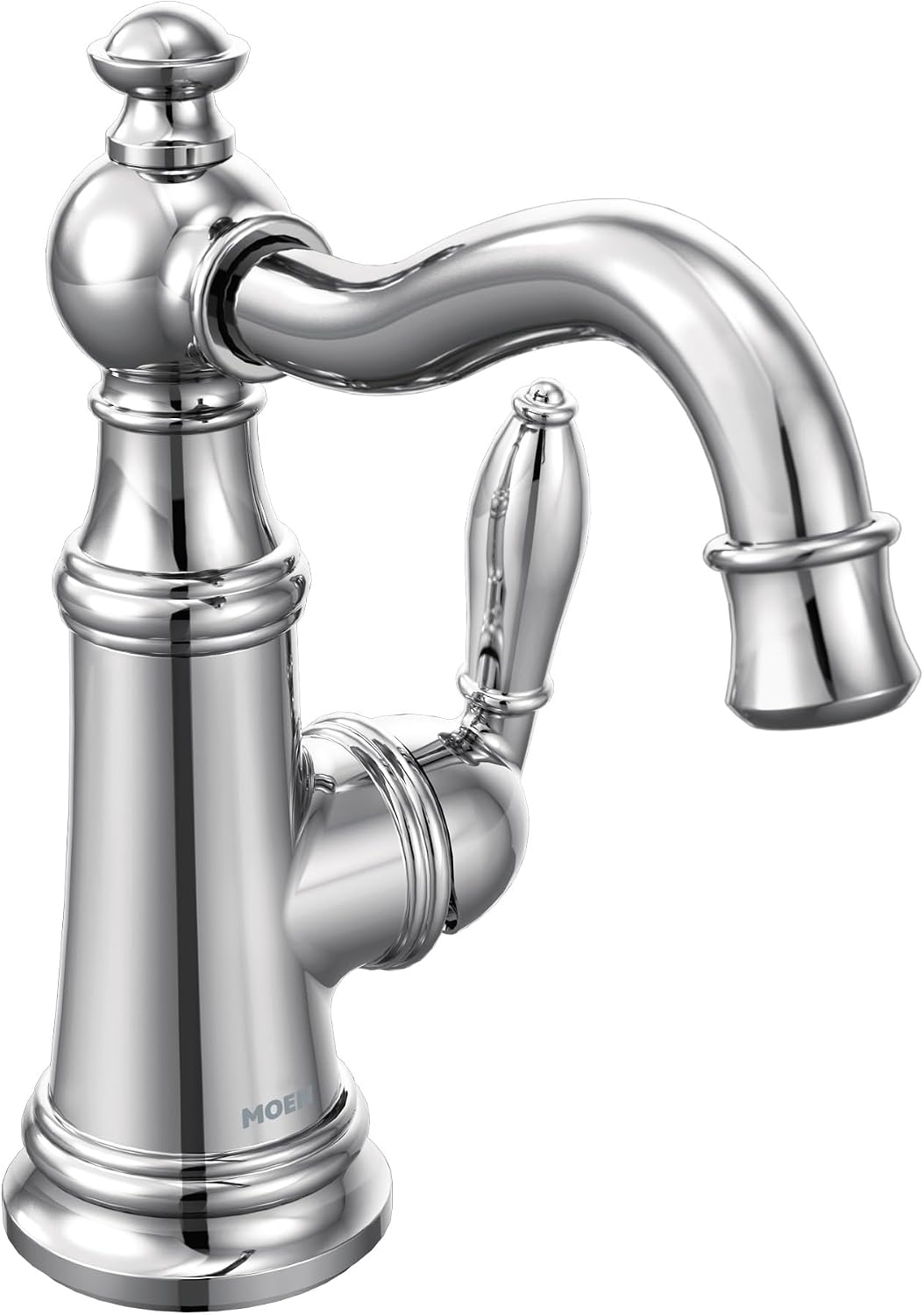 Moen S42107 Weymouth One-Handle Single Hole Traditional Bathroom Sink Faucet with Drain Assembly, Chrome