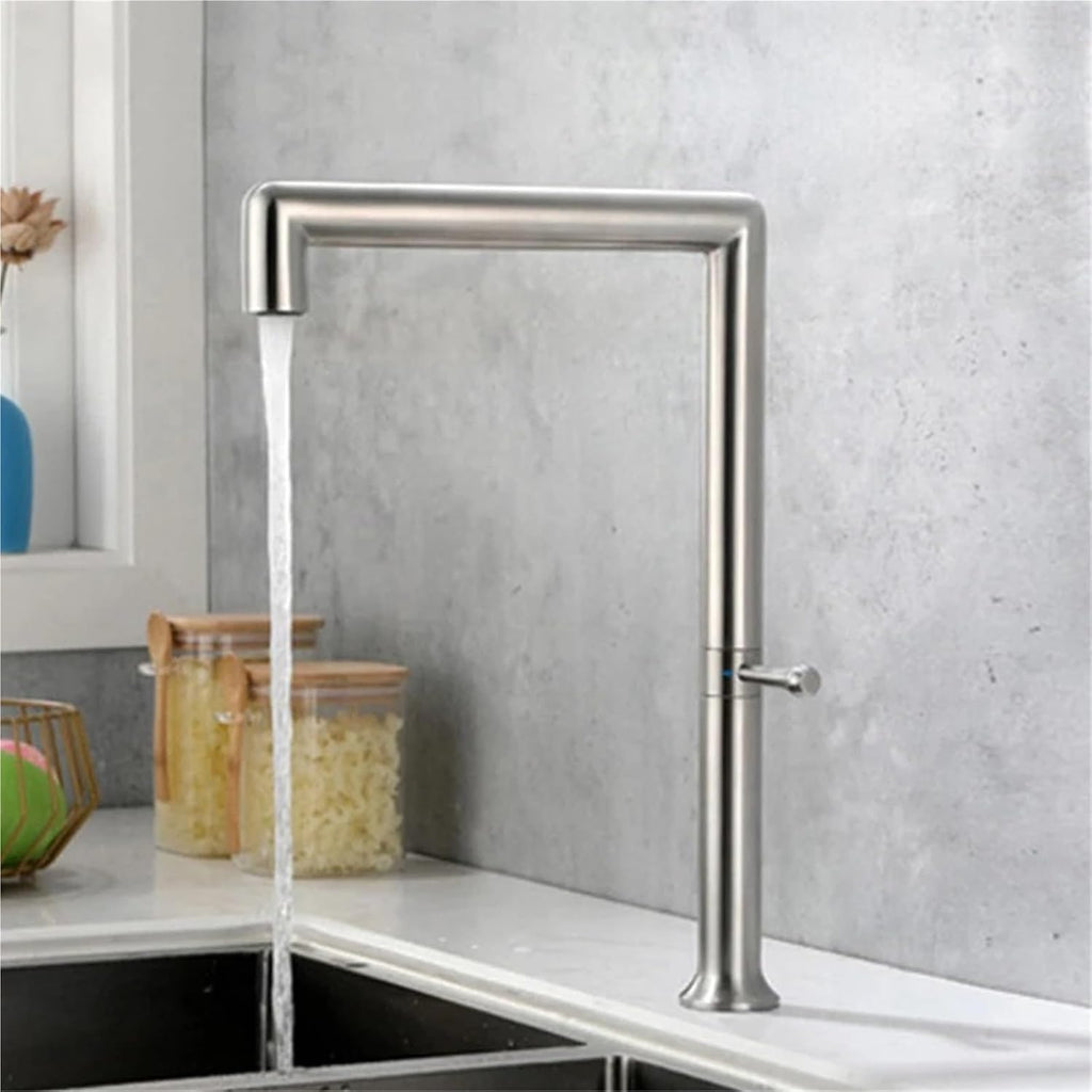 Kitchen Faucet 360 Rotation Single Handle Deck Mounted Hot and Cold Water Sink Mixer Taps(Brushed Nickel)