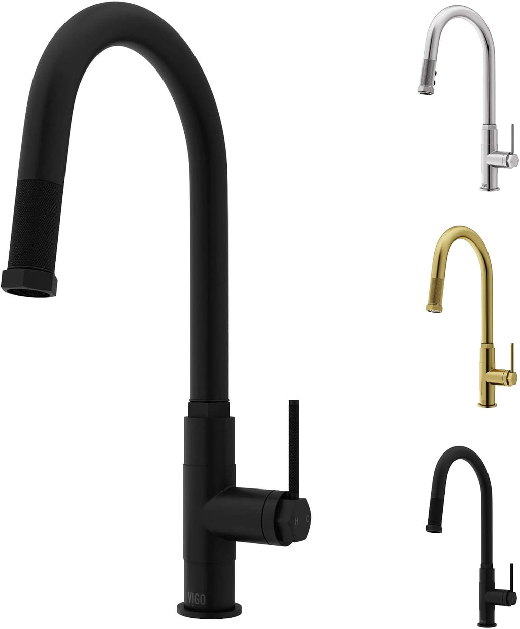 VIGO Hart Arched 18'' H Single Handle Pull-Down Spout Kitchen Faucet in Matte Black-VG02035MB
