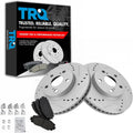 TRQ Performance Front Brake Pad and Rotor Set Ceramic Coated Drilled Slotted Rotors Compatible with 2011-2017 Lexus CT200h 2010-2015 Toyota Prius 2012-2015 Prius Plug-In