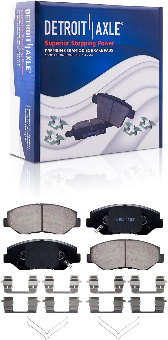 Detroit Axle - 10pc Brake Kit for 2011-2012 Honda Accord, Drilled Slotted Brakes Rotors Ceramic Brake Pads Replacement: 11.10' inch Front and 11.10' inch Rear Rotors