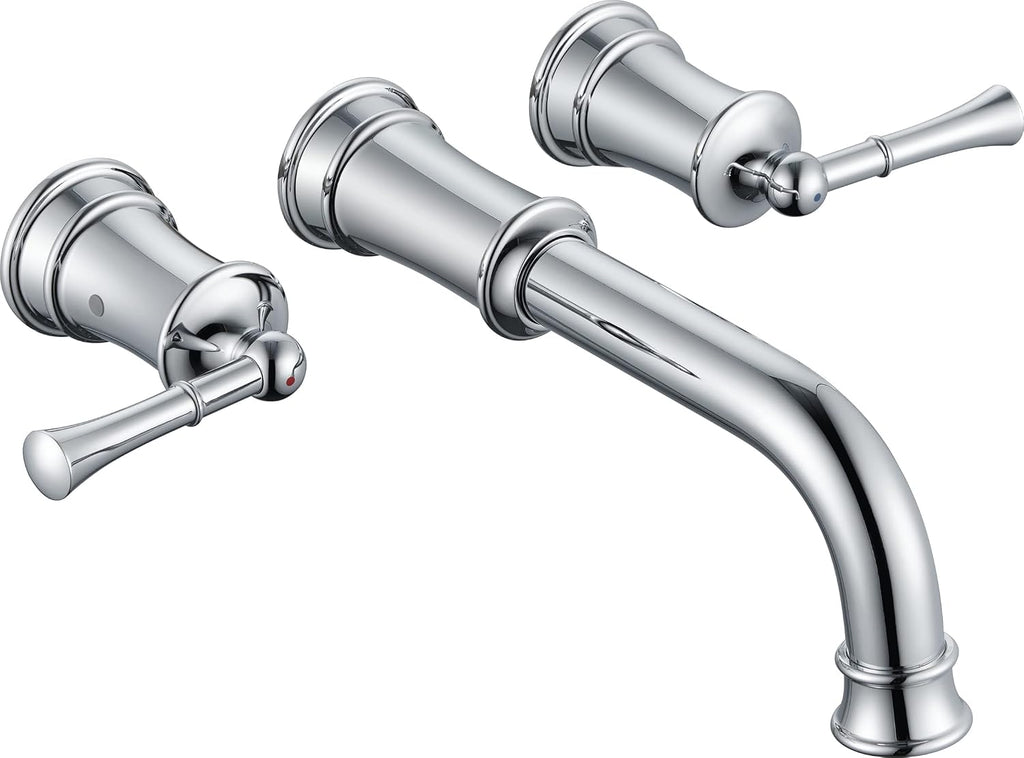 High Flow Wall Mount Tub Filler with Rough-in Valve, Brass Roman Tub Faucet 2 Handle Bathtub Faucet 360° Swivel Spout, Polished Chrome(B2306-CP)