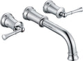 High Flow Wall Mount Tub Filler with Rough-in Valve, Brass Roman Tub Faucet 2 Handle Bathtub Faucet 360° Swivel Spout, Polished Chrome(B2306-CP)