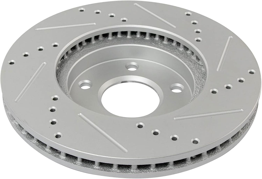 TRQ Performance Front Brake Pad and Rotor Set Ceramic Coated Drilled Slotted Vented Rotors Compatible with 2004-2009 Nissan Quest