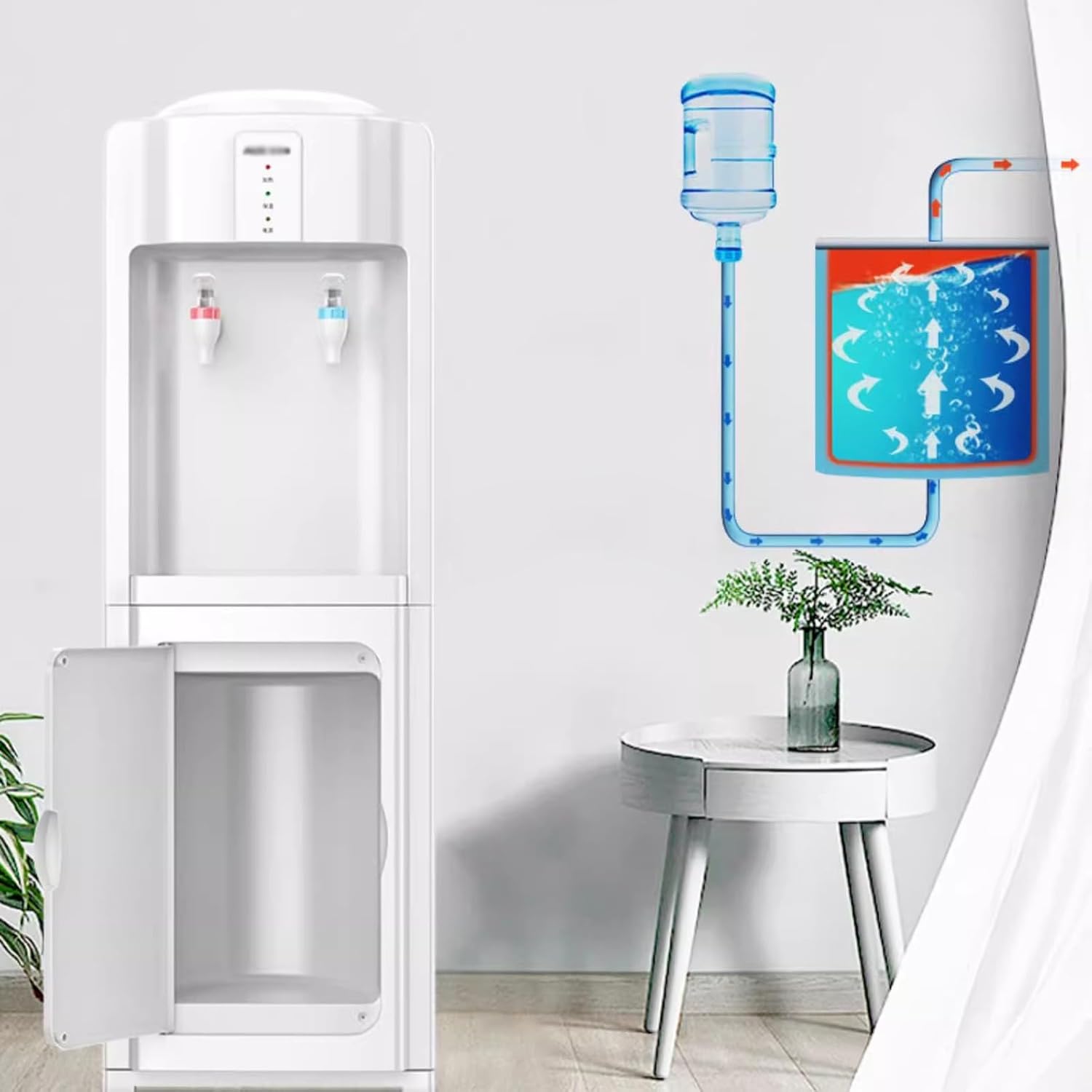 hot Water dispensers Water Dispenser for Household Use Fully Automatic Intelligent Vertical Cooling and Heating Upper Bucket Office Instant hot Water Dispenser (Color : Ice Warm)