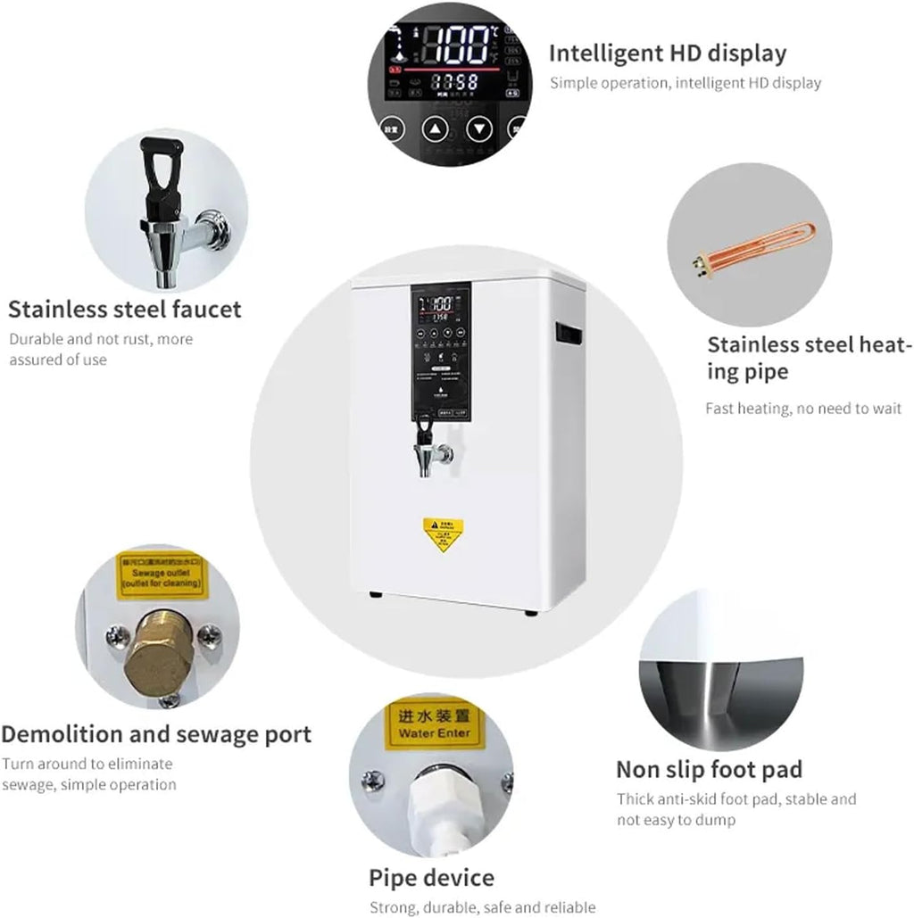 Commercial Hot Water Dispenser, 80L/H Wall-Mounted Automatic Hot Water Pot with LCD Display, 3000W Stainless Steel Multifunctional Drinking Water Equipment for Restaurants, Coffee Shops, Bars