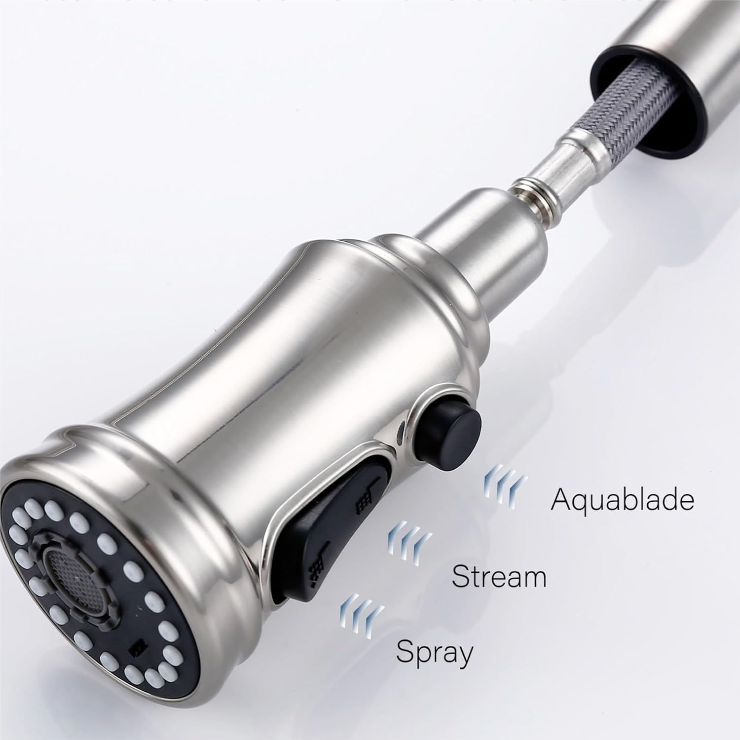 Touch Sensor Pull Out Down Mixer Tap Deck Mounted Faucet Hot Cold Water Swivel Spout Three Function Single Handle Hole(Brushed Chrome)