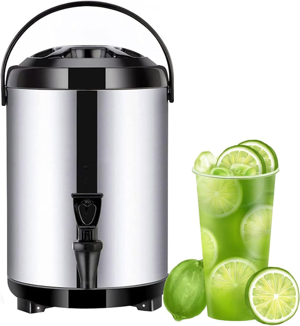 ZAIHW Stainless Milk Bucket 10L/14L/18L/20L Stainless Steel Hot Water Kettle Dispenser Boiler Warmer Coffee Urn with Cover and Spigot Milk Tea Bucket Insulated Barrel (Black 10L)