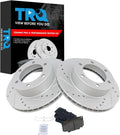 TRQ Performance Front Brake Pad and Rotor Set Ceramic G Coated Drilled Slotted Vented Rotors Compatible with 1996-2000 Toyota 4Runner