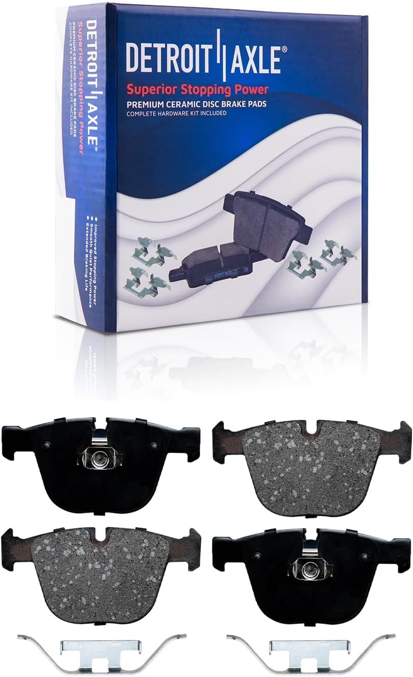Detroit Axle - Rear Brake Kit for 2007-2018 BMW X5 2008-2019 BMW X6, Disc Brake Rotors Ceramic Brakes Pads with Hardware Replacement : 13.58' inch Rotors