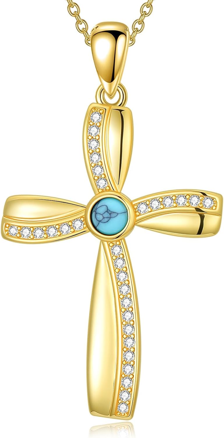 18K Gold Cross Pendant for Women Gold Cross Necklace 18K Gold Jewelry Religious Gift
