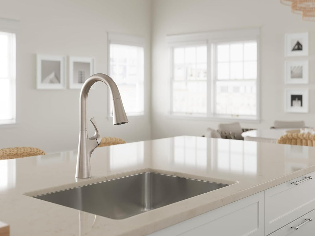 Pfister Talega Kitchen Sink Faucet with Pull Down Sprayer Single Handle High Arc Spout Spot Defense Stainless Steel NSF Certified 1 or 3 Hole Installation F5297TEGS