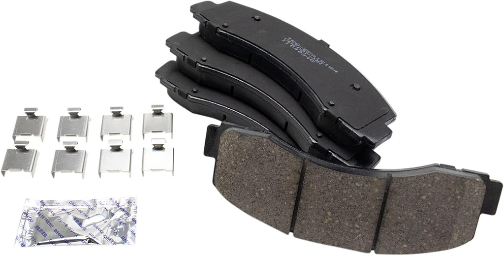 TRQ Performance Front Brake Pad and Rotor Set Ceramic Coated Drilled Slotted Rotors Compatible with 2018-2020 Ford Expedition F-150 Lincoln Navigator
