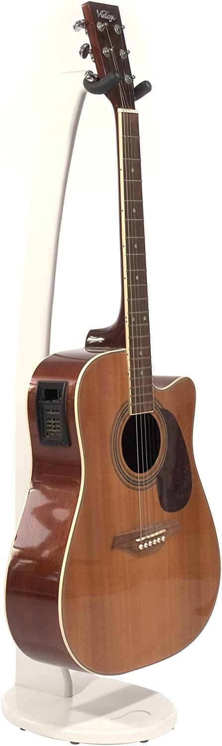 Ruach GS-1 Wooden Acoustic Guitar Stand Hanger for Acoustic and Electric Guitar - White