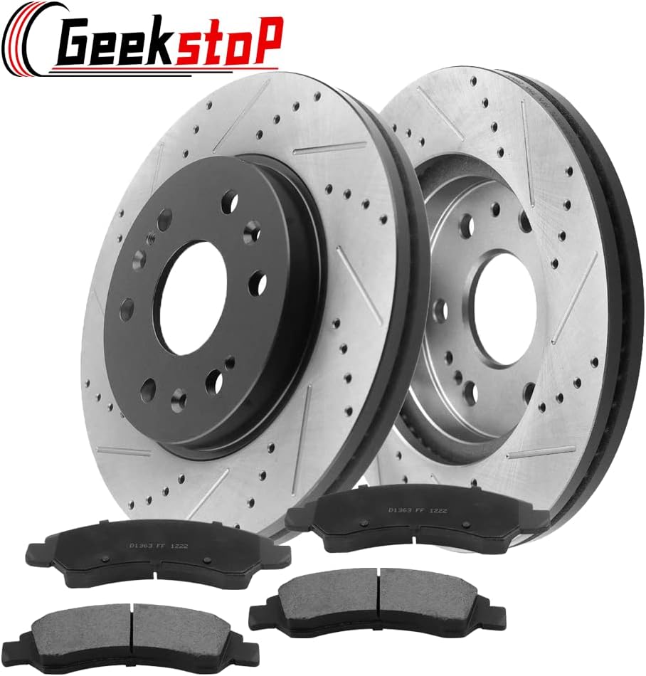 Front Brake Rotors and Pads Kit Compatible with 2005-2018 Chevy Silverado 1500, 2008-2020 Chevy Tahoe, 2015-2019 Chevy Suburban, GMC Yukon XL, 2005-2018 GMC Sierra 1500, 2008-2020 GMC Yukon