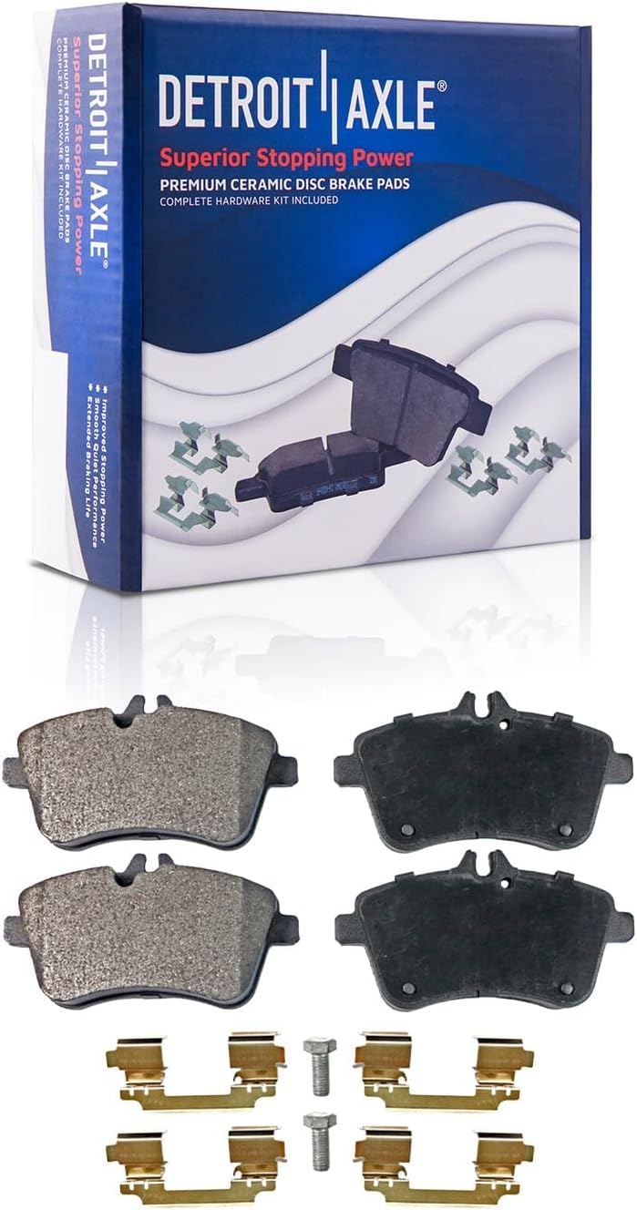 Detroit Axle - Brake Kit for 2006-2009 Mercedes-Benz B200, Drilled and Slotted Disc Brakes Rotors 2007 2008 Ceramic Brake Pads with Hardware Replacement : 11.34' inch Front and 10.16' inch Rear
