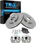 TRQ Front Brake Pad and Rotor Set Semi Metallic Vented Rotors Calipers Compatible with 2011-2015 Hyundai Sonata 2011-2016 Kia Optima