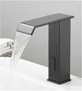 Black Smart Induction Waterfall Basin Automatic Induction Touch Sink Basin hot and Cold Faucet (Black Short B)