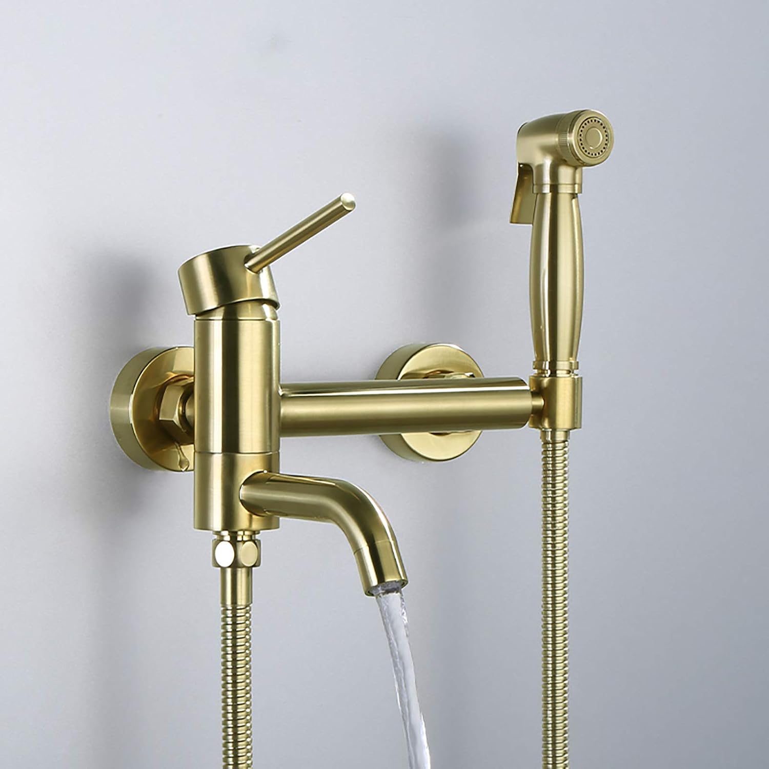 Wall Mounted Handheld Bidet Sprayer for Toilet, Brass Bathroom Cloth Diaper Set with Cold and Hot Water, Brushed Gold Kit for Personal Hygiene,Type b(Type B)