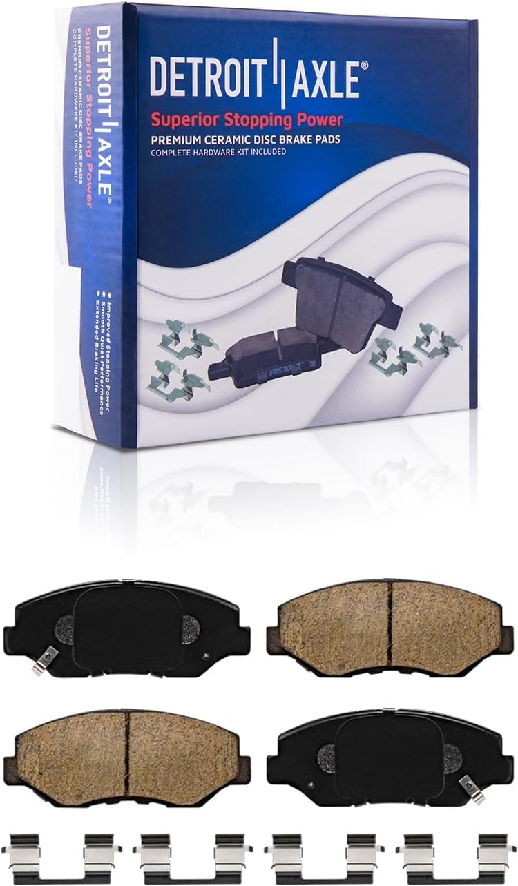 Detroit Axle - Brake Kit for 2003-2007 Honda Accord, Drilled and Slotted Disc Brakes Rotors Ceramic Brake Pads 2004 2005 2006 Replacement: 11.10' inch Front 10.24' inch Rear Rotors